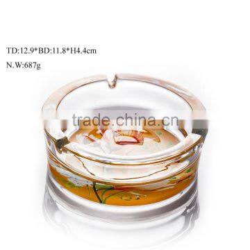 manufactory supply glass ashtray with print logo round ashtray