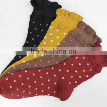 Rabbit Lace Trimming Dot Sex Women Microfiber Socks photo-5