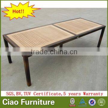 Dining room furniture rectangle rattan table teakwood top