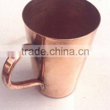 CUP SHAPE MOSCOW MULE SOLID COPPER MUG WITH COPPER HANDLE , COPPER MUG FOR VODKA & MOSCOW MULE, MOSCOR MULE COPPER CUP photo-3
