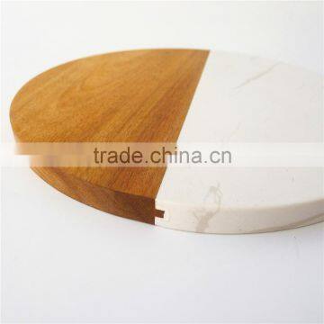 Kitchen Chopping Marble and Wooden Serving Board With Handle photo-3