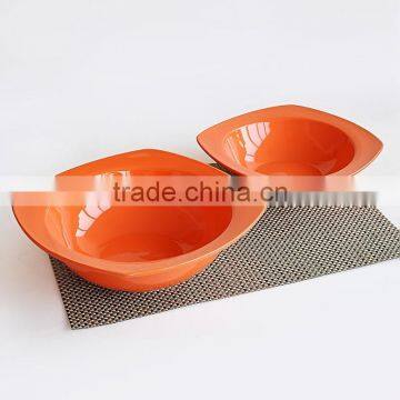 Set of 2 pcs ceramic square shape salad bowl with solid color