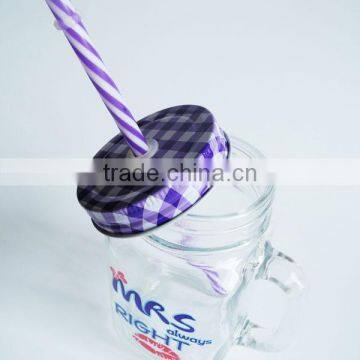 450ml Glass Drinking Mug With Tin Lid and Plastic Straw photo-3