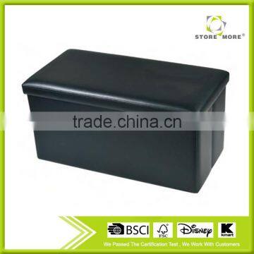 Faux Leather Folding Storage Ottoman Footrest Stool Shoe Bench Tea Table photo-2