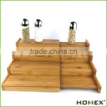 Bamboo expandable 4- tier spice shelf Homex-BSCI