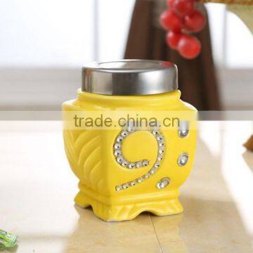 Ceramic Canister Set With Stainless Metal Frame photo-2