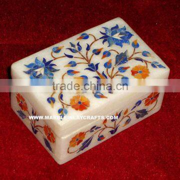 Lapiz Lazuli Marble Inlay Jewellery Box, Marble Inlay Jewellery Boxes