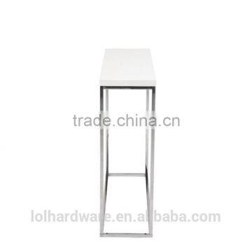 Euro Style Stainless Steel Base Console Table, White Lacquer Top photo-3