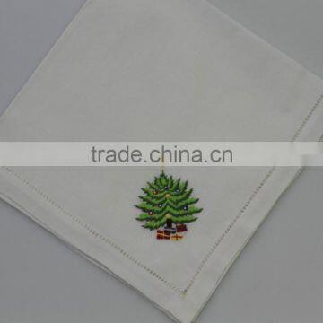 100% Cotton Embroidered Table Napkins With Hemstitch, Set of 6, Various Designs photo-2