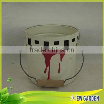 Paint Bucket Shape Small Flower Vases With Handle,Colorful Metal Flower Pot photo-5
