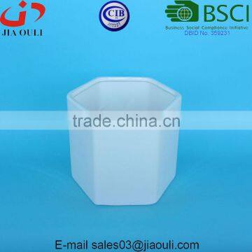 Hexagon White Ceramic Plant Pots Succulent Planters photo-5