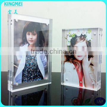 KM-CP42 wholesale nice crystal photo block lucite in frame acrylic photo frame with magnet,plexiglass photo frames 4x6