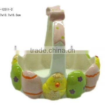 Colorful ceramic egg basket