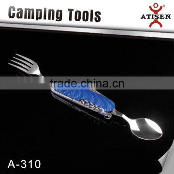 Best Gift 6 In 1 Multifunctional Camping Tools Outdoor Survival Folding Pocket Knife Fork and Scoop photo-3