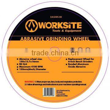 XAGW6-80 Worksite Brand Accessories 150mm 80grit Abrasive Bench Grinding Wheel photo-2