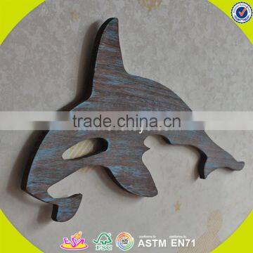 2017 New Design Home Decorations Wooden Wall Hanging Top Fashion Whale Shape Wooden Wall Hanging W09D016 photo-4