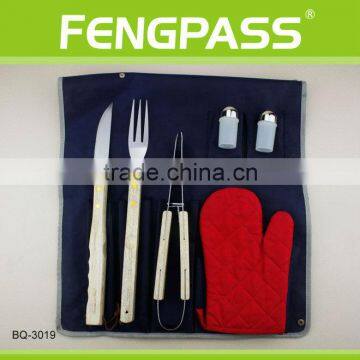6pcs stainless steel BBQ set in nylon pouch (105-106-77)