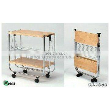 Folding Hand Cart, Metal Kitchen Dining Serving Cart photo-3