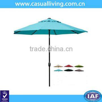 9-Feet Patio Umbrella with 8 Aluminum Ribs, Push Button Tilt and Crank, Polyester, Blue