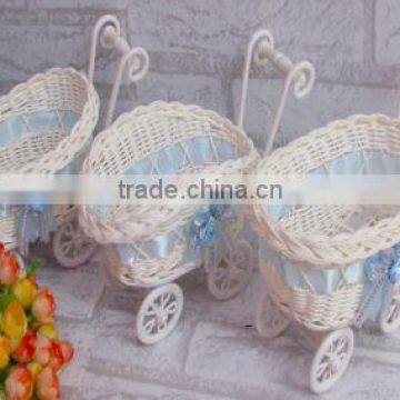 Flower basket trolley ;Weave basket;trolley