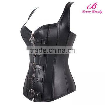 Black Overbust Waist Cincher Vest Shapewear Thermal Waist Corset Steampunk Wholesale photo-2