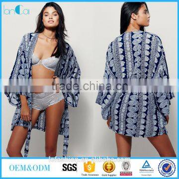 Summer hot sale boho clothing 100% rayon printed Adjustable tie dye women kimono