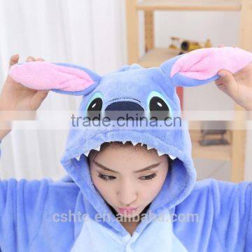 Flannel Cartoon Adult Animal Jumpsuit Animal Pajamas Jumpsuit Blue Stitch Design photo-2
