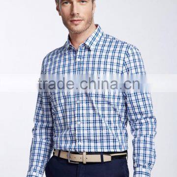 New Design Small Checked Blends Cotton Men Shirt SL0075 photo-3