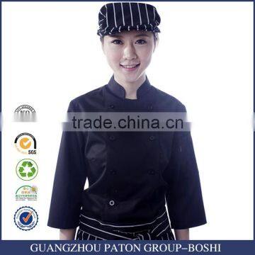 Custom 65% Cotton 35% Polyester Black Chef Uniform