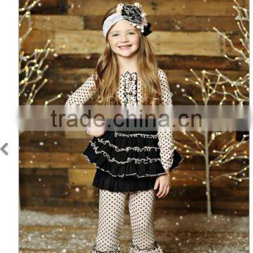 2015 fashion kids wear ruffle cotton outfits sets fancy clothes wholesale children clothing set