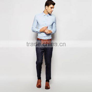 Slim Fit Light Blue Shirt With Long Sleeves, Business Man's Formal Light Blue Dress Shirt. photo-4