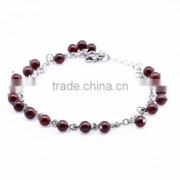 2017 new design garnet stone beads anklet bracelet diy handmade garnet semi precious stone beads anklets for her gifts
