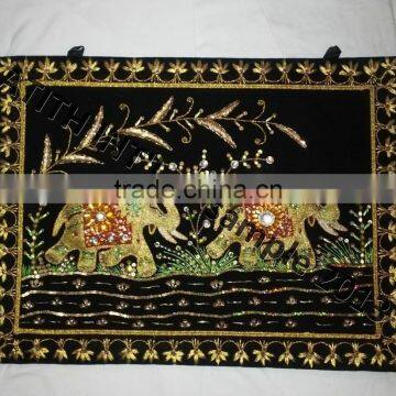 Antique Elephant Design Wall Hanging Tapestry, Patchwork Embroidered Wall Hanging photo-3