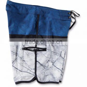 Blue Board Shorts With Digital Custom Print Pattern Zipper Mesh Right Leg Pocket Swim Trunk 87% Polyester 13% Spandex Shorts photo-5