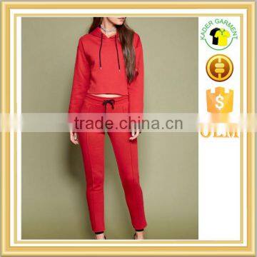 2016 hot sale women pullover plain latest design tracksuit