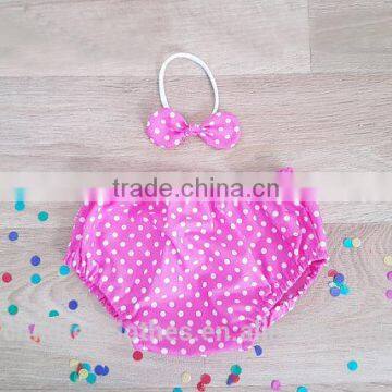 2017 Latest Design Baby Bloomers Wholesale Baby Girl Clothes Polka Dots Casual Bloomer With Headband