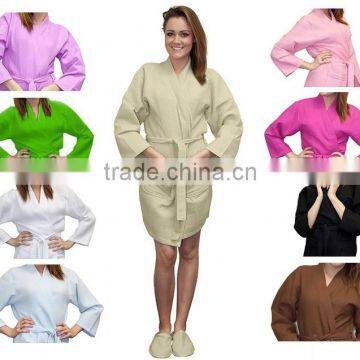 Women waffle spa bathrobe