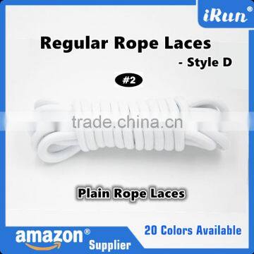 White Rope Plain Sneaker Shoelaces - Regular Rope Thick Basketball Hiking Laces - Accept Custom