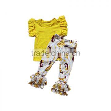 Cheap Baby Girls 2 Pcs Outfits Baby Girls Flutter Tank Top and Princess Pattern Ruffle Capris photo-2