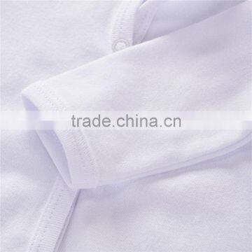 Baby White Footed Cotton Rompers Onesie Long Sleeve 3 Months White Plain Colour Bodysuit photo-4