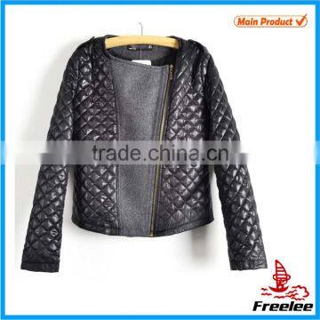 2015 leather quilted fashion jacket,quilted jackets for women