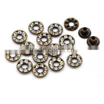 4 Colors 9mm Round Metal Brass Rhinestone Eyelets Crystal Diamond Grommets Glass Eyelets RE-9mm-001 photo-6