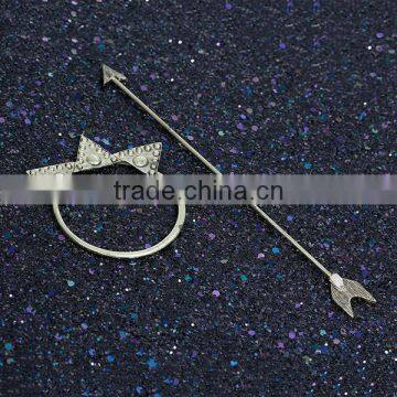 Zinc Based Alloy Antique Bronze Circle Ring Triangle Arrow Wedding Hairpins photo-3