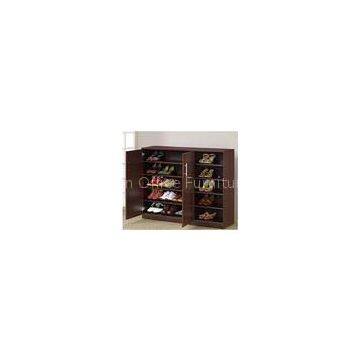 Dark Walnut / Black Wooden Shoe Rack Cabinet , 15mm melamine board DX-8615