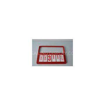 Red Supermarket Plastic Price Sign Board , Price Display Holders