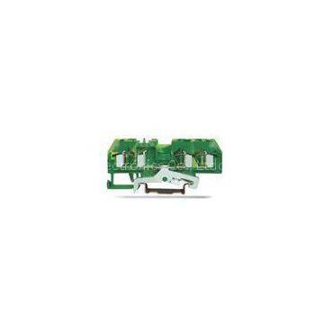 3 Conductor 800V 32A Ground Rail Spring Terminal Block Green Yellow