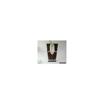 Mosaic glass vase with metal rack