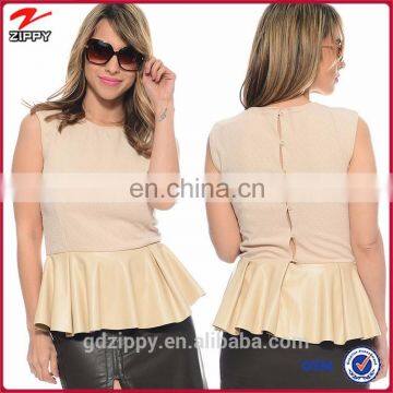 Felling Pretty Peplum Top Beige Ladies Casual Clothes For Summer