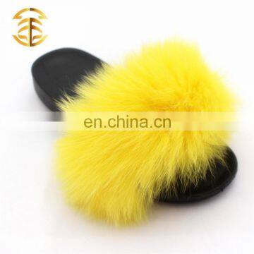 Wholesale Indoor Women Newest Design fox fur slippers