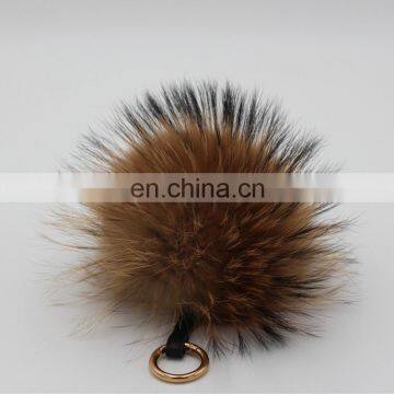 Top quality natural or dyed color raccoon fur keychain